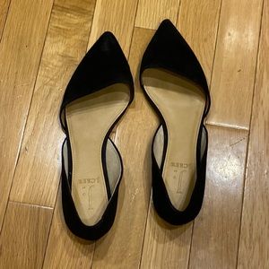 Black suede J Crew D’Orsay flats.